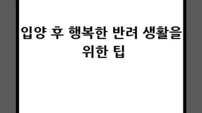 행복한 동반자, 강아지 입양 완벽 가이드